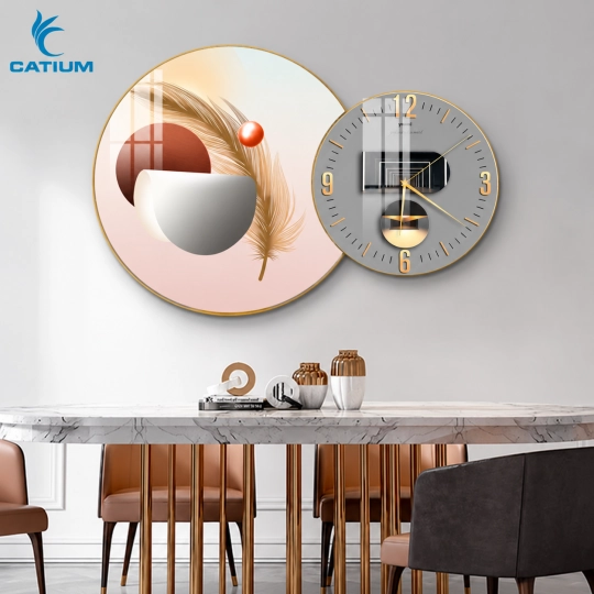 Tranh Đồng Hồ Tròn Nghệ Thuật Ánh Kim