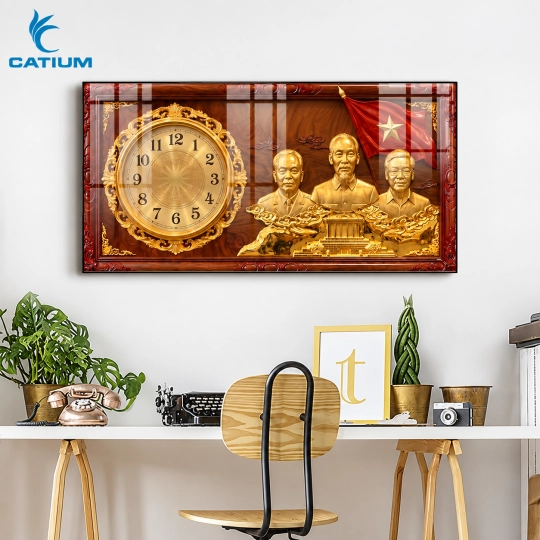 Tranh Đồng Hồ Mạ Vàng Lãnh Tụ Việt Nam