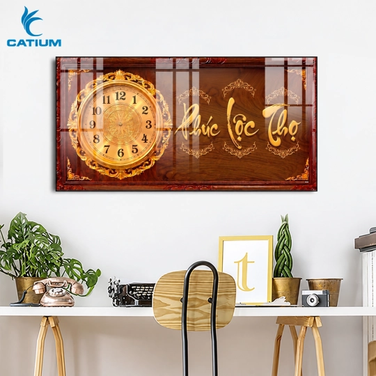 Tranh Đồng Hồ Mạ Vàng Phúc Lộc Thọ