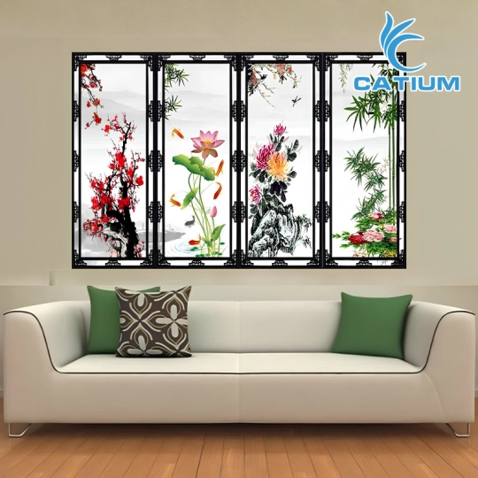 Tranh Tứ Quý Tùng Cúc Trúc Mai