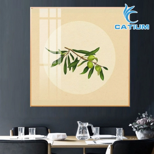 Tranh Treo Tường Hoa Lá Nền Tròn Nghệ Thuật