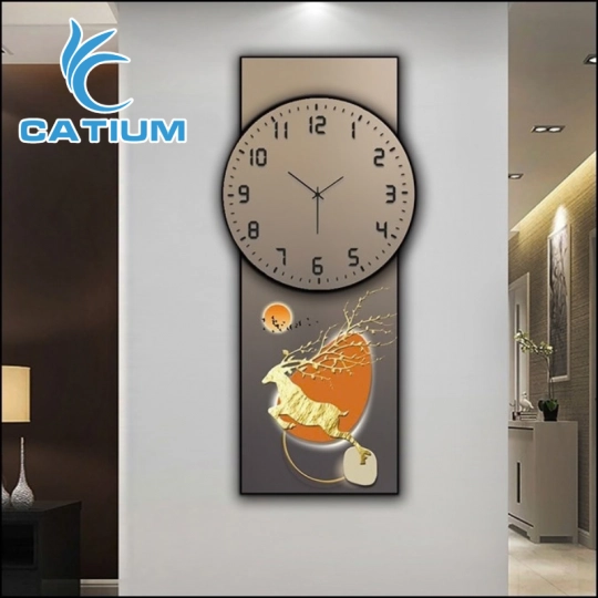 Tranh Đồng Hồ Treo Tường Hiện Đại Họa Tiết Hươu