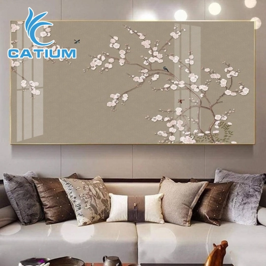 Tranh Nghệ Thuật Hoa Trắng Và Chim Nhỏ