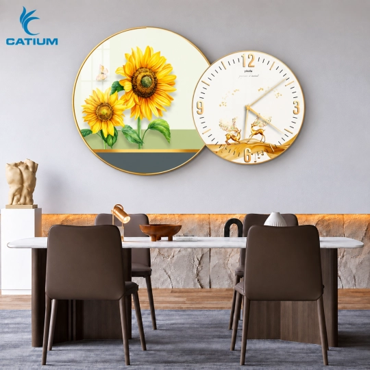 Tranh Đồng Hồ Tròn Hướng Dương