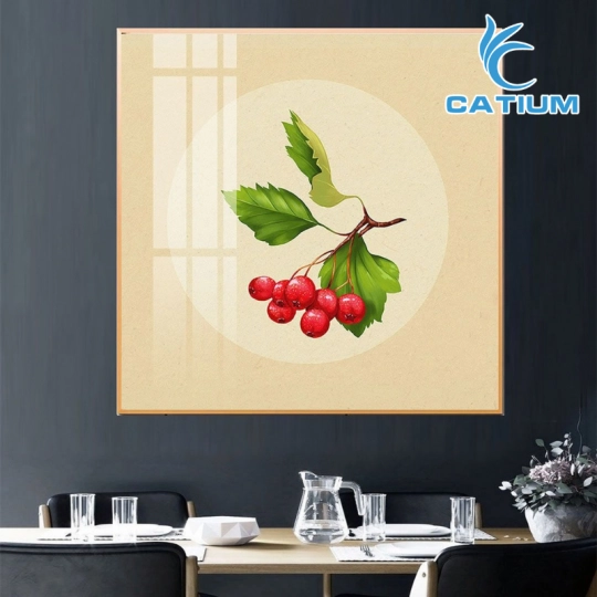 Tranh Treo Tường Hoa Lá Nền Tròn Nghệ Thuật