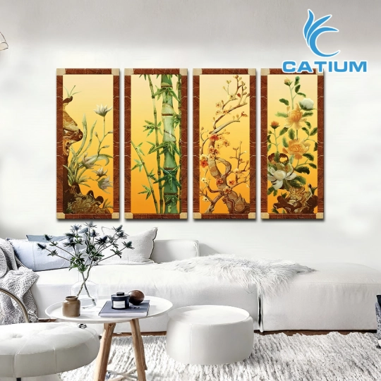 Tranh Tứ Quý Tùng Cúc Trúc Mai