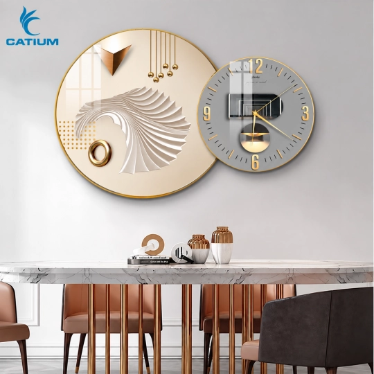 Tranh Đồng Hồ Tròn Nghệ Thuật Ánh Kim