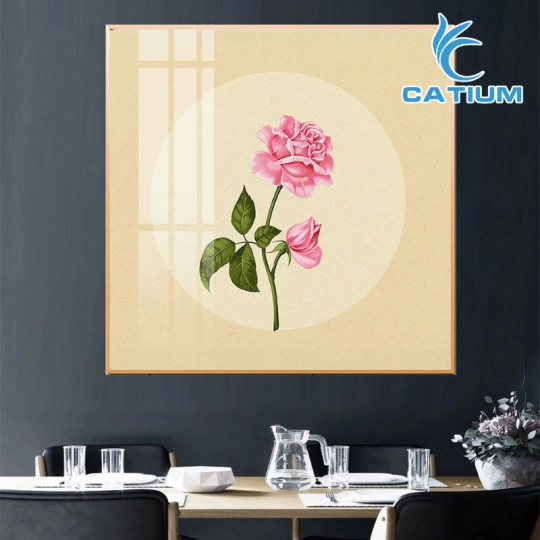 Tranh Treo Tường Hoa Lá Nền Tròn Nghệ Thuật