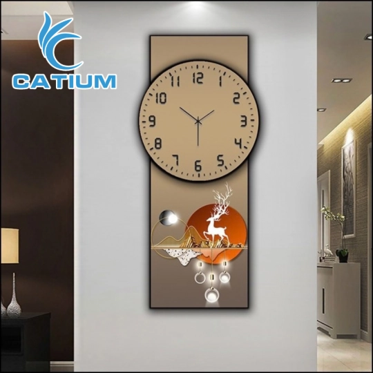 Tranh Đồng Hồ Treo Tường Hiện Đại Họa Tiết Hươu