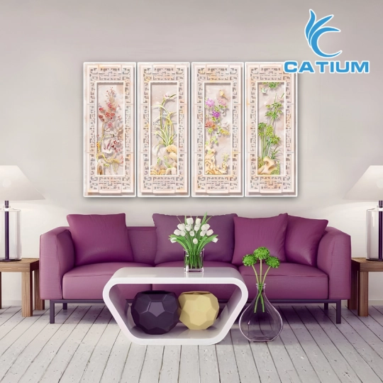 Tranh Tứ Quý Tùng Cúc Trúc Mai