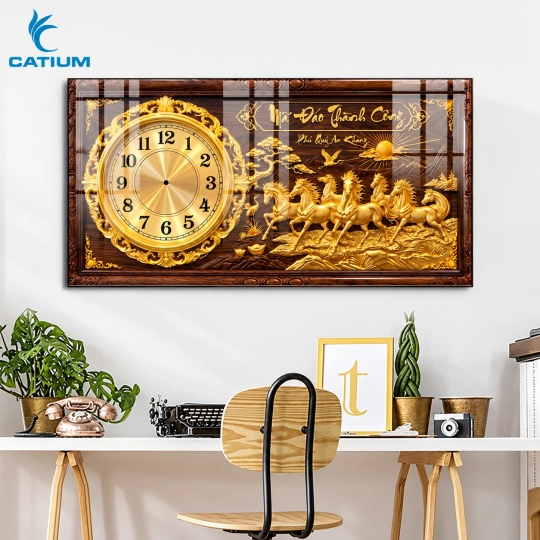 Tranh Đồng Hồ Mạ Vàng Mã Đáo Thành Công