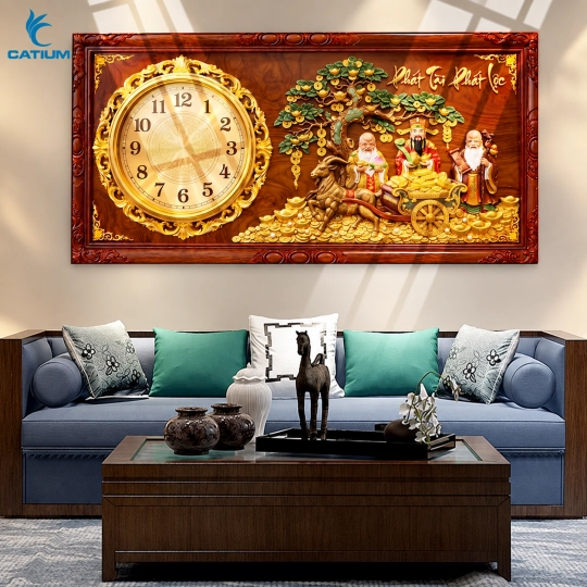 Tranh Đồng Hồ Mạ Vàng Phát Tài Phát Lộc
