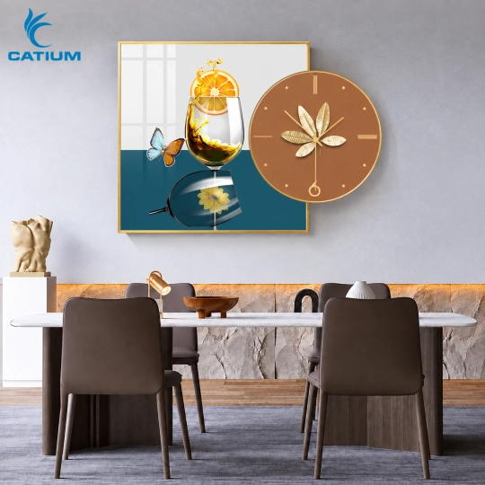 Tranh Đồng Hồ Ly Rượu 