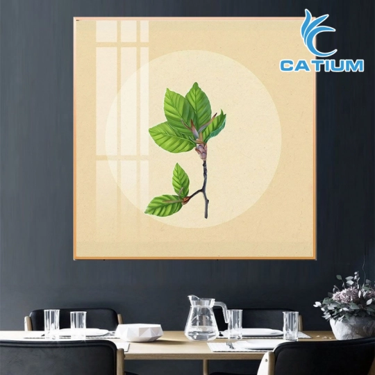 Tranh Treo Tường Hoa Lá Nền Tròn Nghệ Thuật