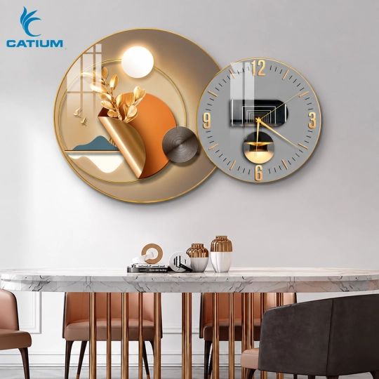 Tranh Đồng Hồ Tròn Nghệ Thuật Ánh Kim