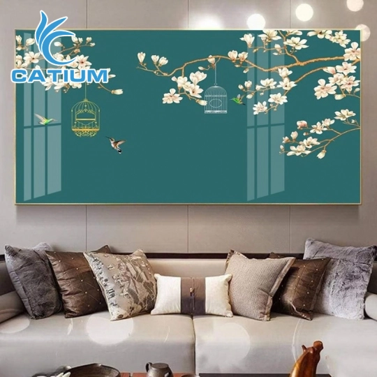 Tranh Nghệ Thuật Hoa Trắng Và Chim Nhỏ