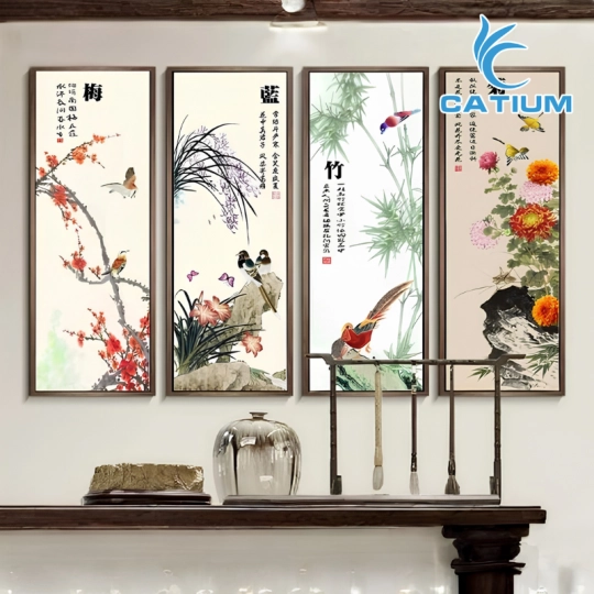 Tranh Tứ Quý Tùng Cúc Trúc Mai