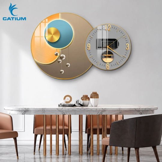 Tranh Đồng Hồ Tròn Nghệ Thuật Ánh Kim