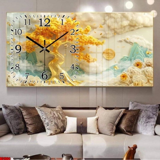Tranh Đồng Hồ  Tráng Gương 5D Hiện Đại