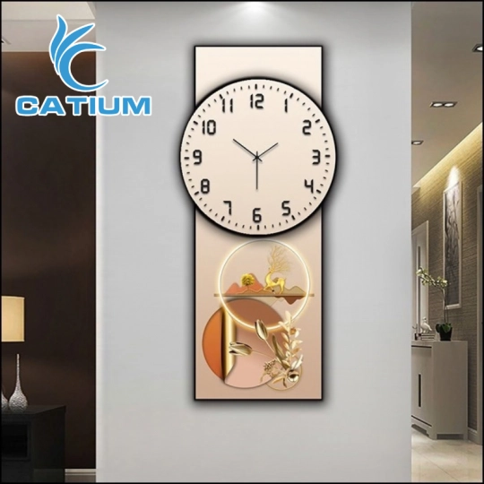 Tranh Đồng Hồ Treo Tường Hiện Đại Họa Tiết Hươu