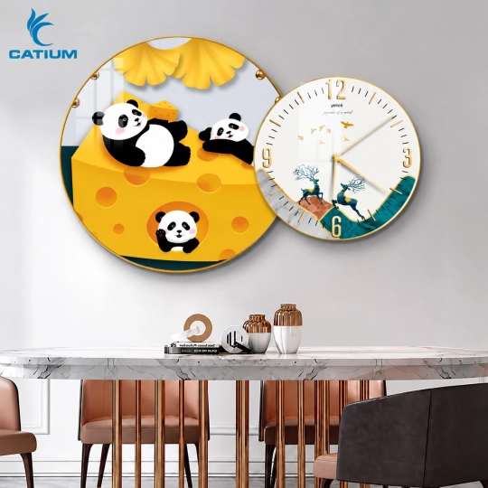 Tranh Đồng Hồ Tròn Nghệ Thuật Con Vật
