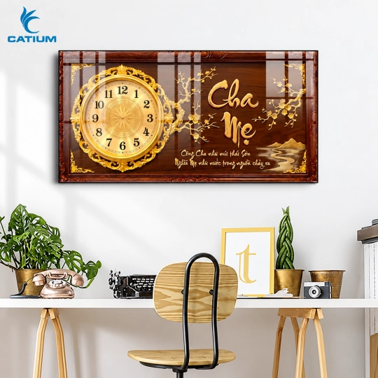 Tranh Đồng Hồ Mạ Vàng Cha Mẹ