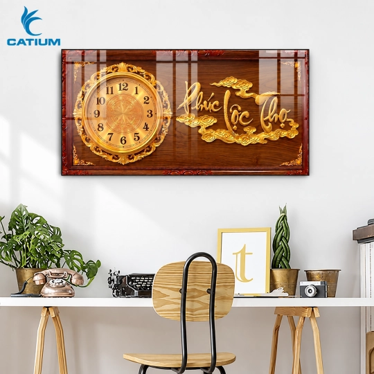 Tranh Đồng Hồ Mạ Vàng Phúc Lộc Thọ
