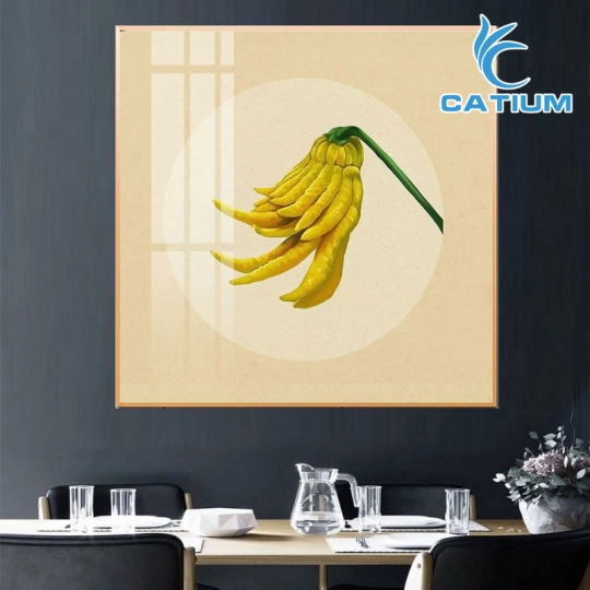 Tranh Treo Tường Hoa Lá Nền Tròn Nghệ Thuật