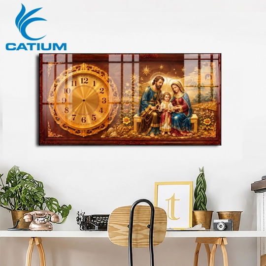 Tranh Đồng Hồ Mạ Vàng Công Giáo Dạng Ngang