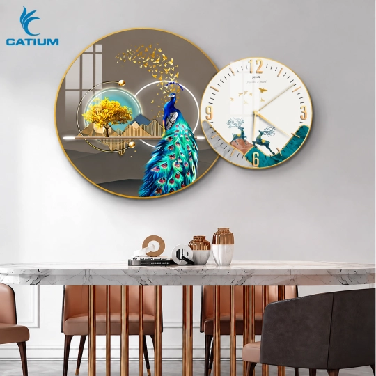 Tranh Đồng Hồ Tròn Nghệ Thuật Con Vật
