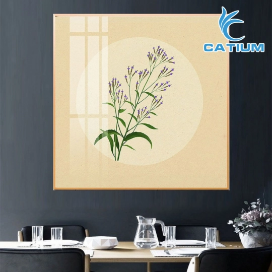 Tranh Treo Tường Hoa Lá Nền Tròn Nghệ Thuật
