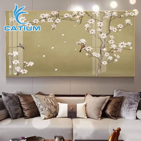 Tranh Nghệ Thuật Hoa Trắng Và Chim Nhỏ