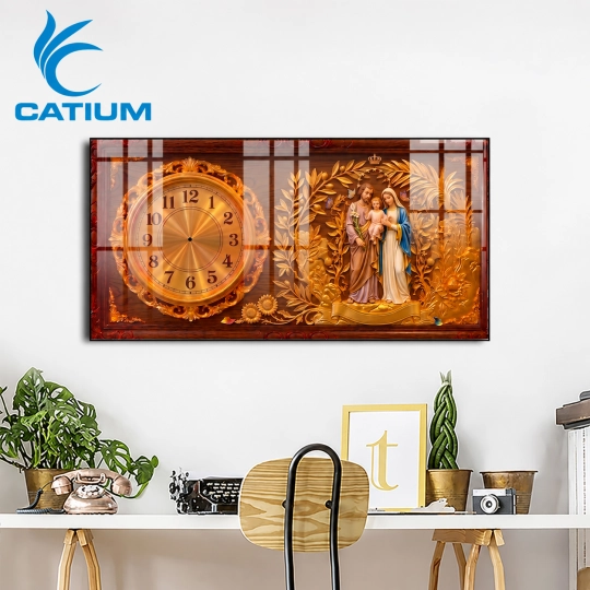Tranh Đồng Hồ Mạ Vàng Công Giáo Dạng Ngang