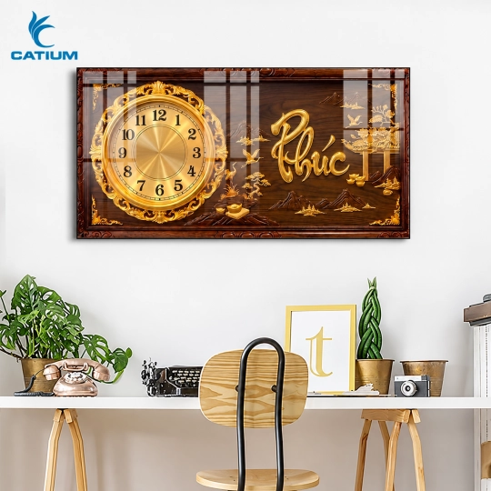 Tranh Đồng Hồ Mạ Vàng Phúc Lộc Thọ
