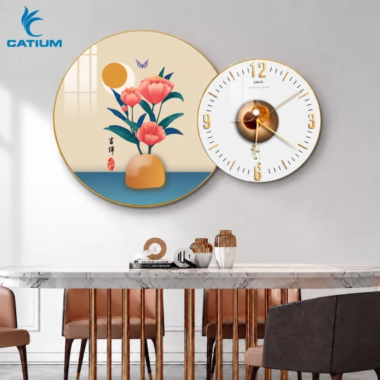 Tranh Đồng Hồ Tròn Bình Hoa