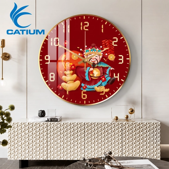 Tranh Đồng Hồ Tròn Thần Tài