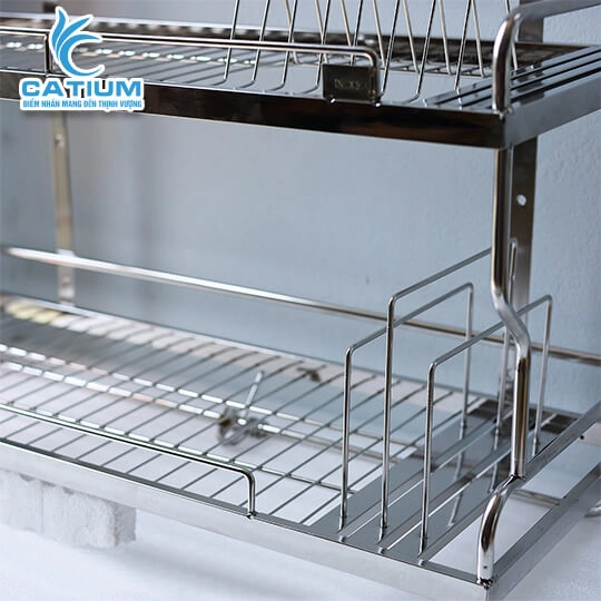 Kệ Chén Inox 304 2 Tầng Treo Tường