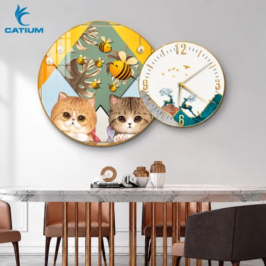 Tranh Đồng Hồ Tròn Nghệ Thuật Con Vật