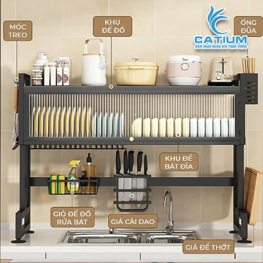 Kệ Để Chén Bát Có Nắp Đậy Thông Minh Đa Năng