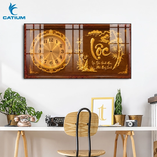 Tranh Đồng Hồ Mạ Vàng Phúc Lộc Thọ