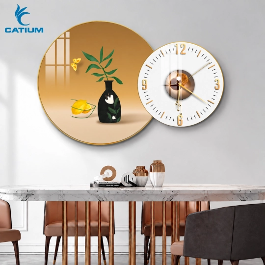 Tranh Đồng Hồ Tròn Bình Hoa