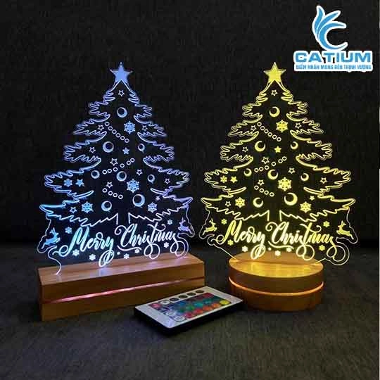 Đèn Led Trang Trí 3D Cây Thông Noel Khắc Theo Yêu Cầu 