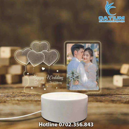 Đèn Ngủ Led 3D Gỗ Đế Tròn In Hình