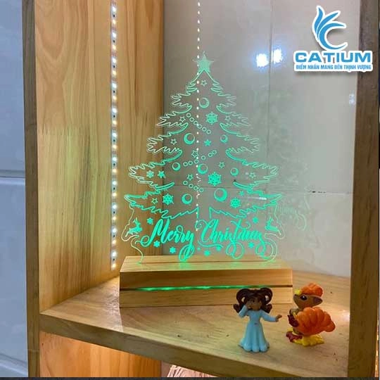 Đèn Led Trang Trí 3D Cây Thông Noel Khắc Theo Yêu Cầu 