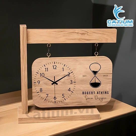 Đồng Hồ Gỗ Để Bàn Khắc Laser