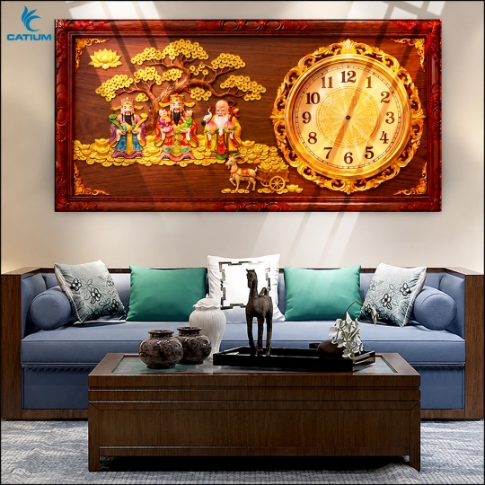 Tranh Đồng Hồ Mạ Vàng Phát Tài Phát Lộc