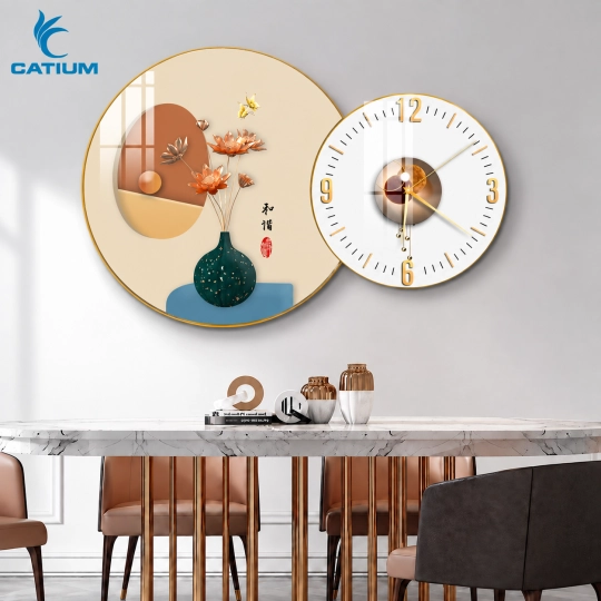 Tranh Đồng Hồ Tròn Bình Hoa