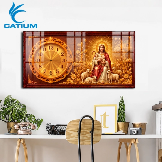 Tranh Đồng Hồ Mạ Vàng Công Giáo Dạng Ngang