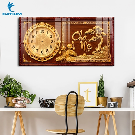 Tranh Đồng Hồ Mạ Vàng Cha Mẹ