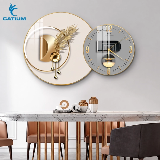 Tranh Đồng Hồ Tròn Nghệ Thuật Ánh Kim